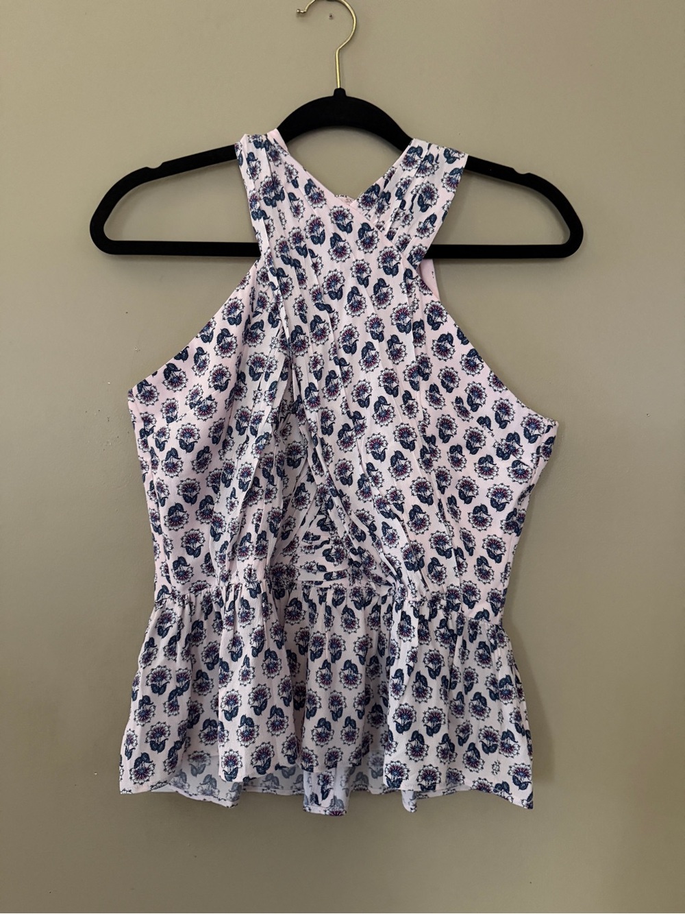 LOFT Light Pink Floral Racerback Peplum Tank